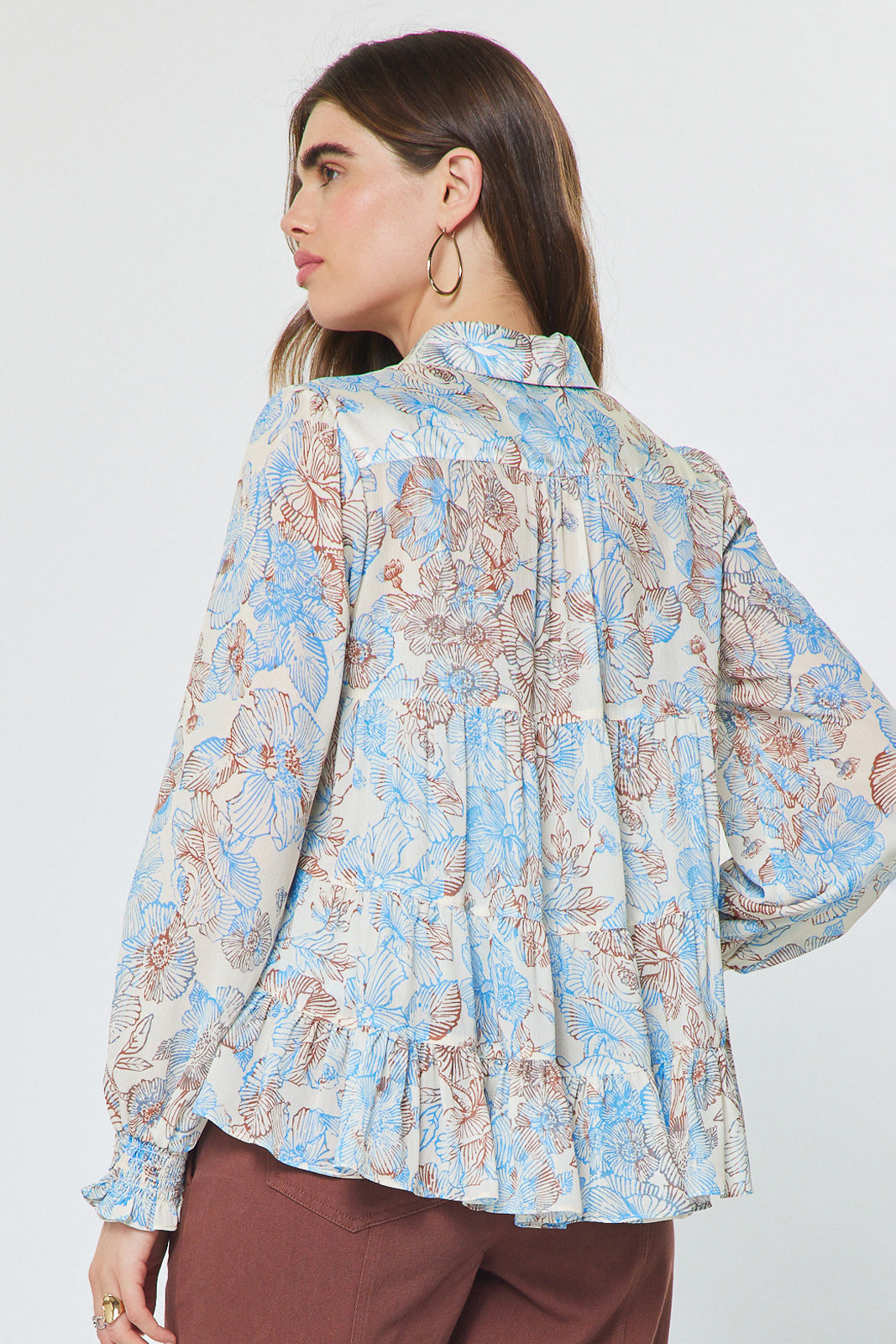 IVORY BLUE LONG SLEEVE TOP