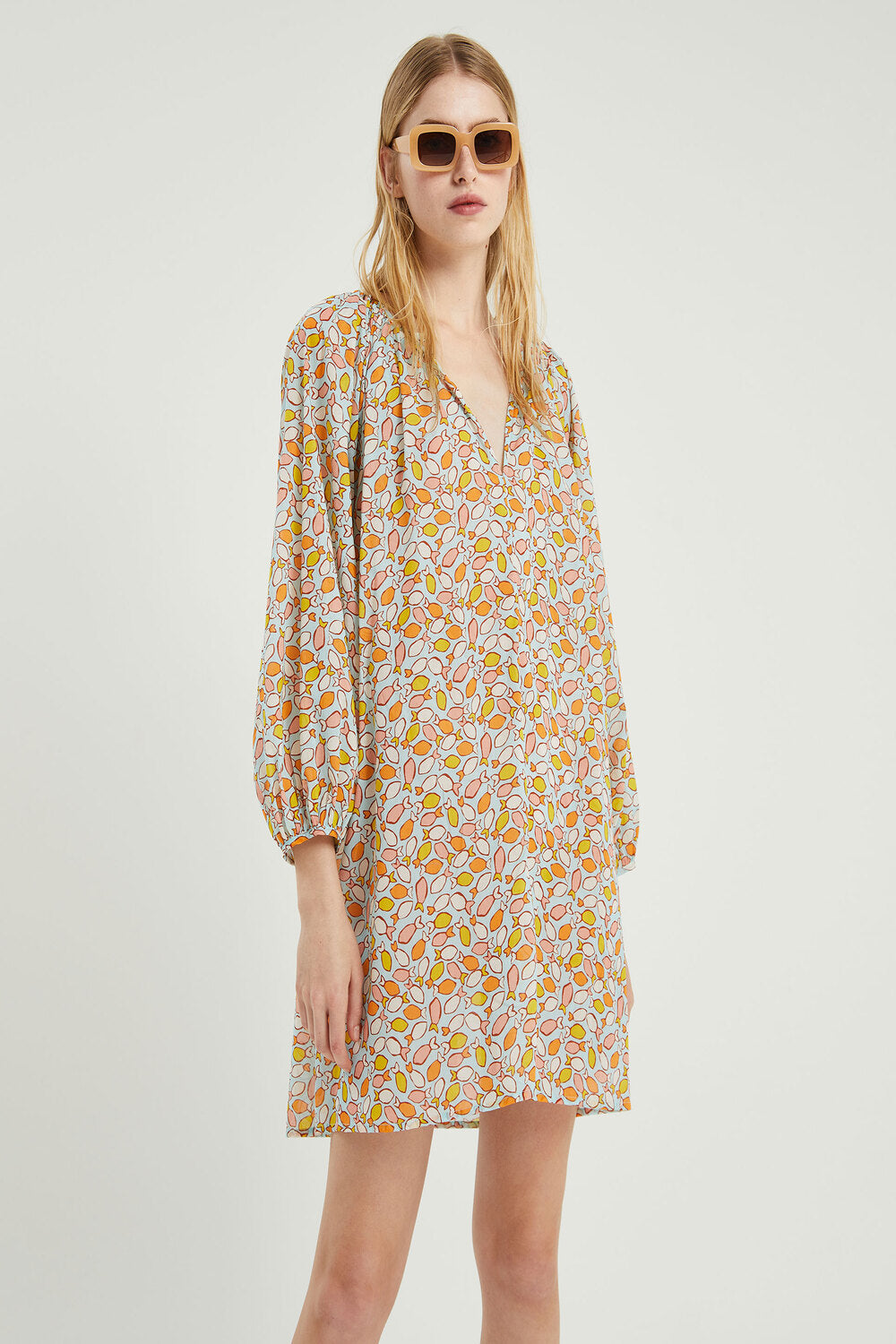 MULTI FISH PRINT MINI OVERSIZE DRESS