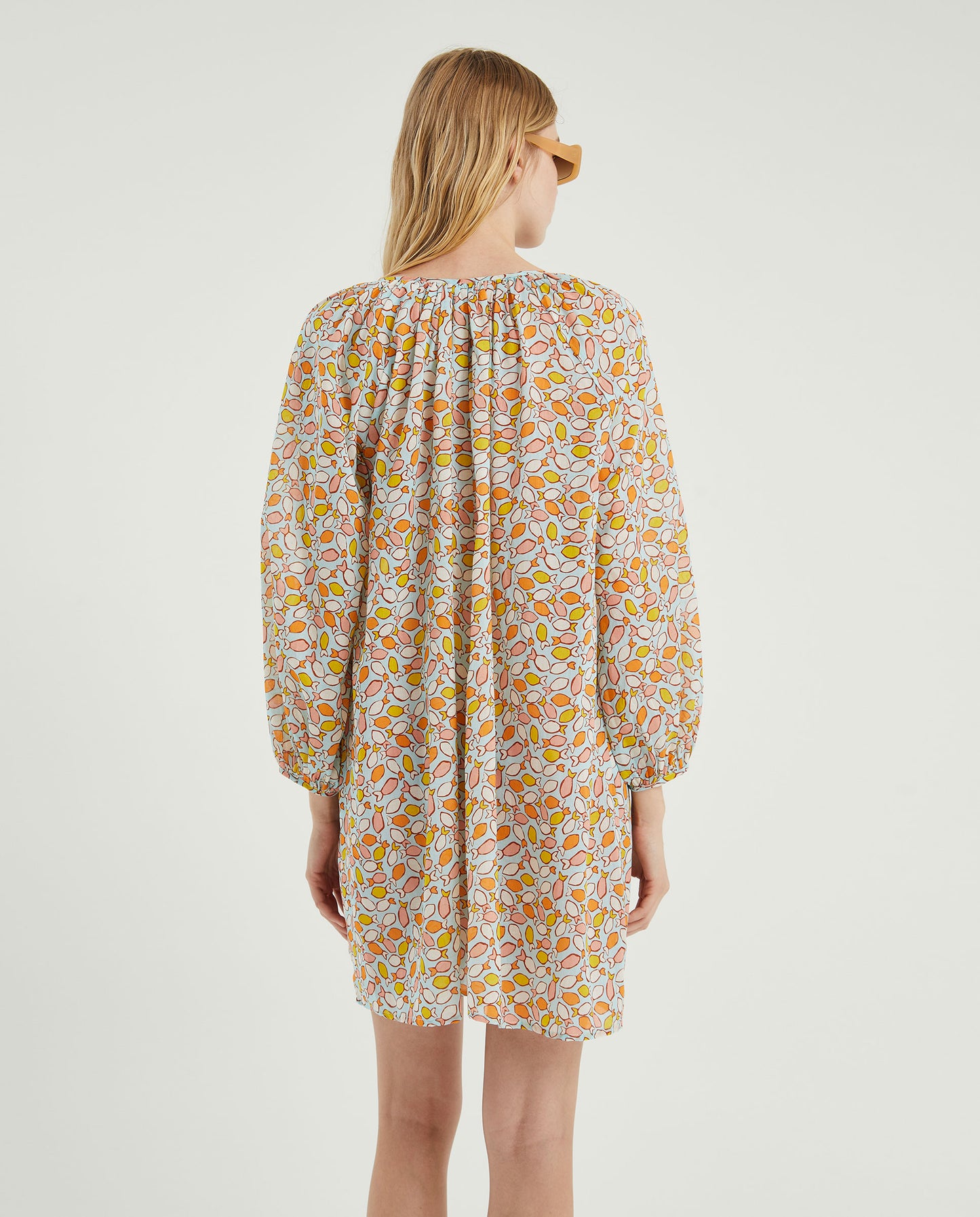 MULTI FISH PRINT MINI OVERSIZE DRESS