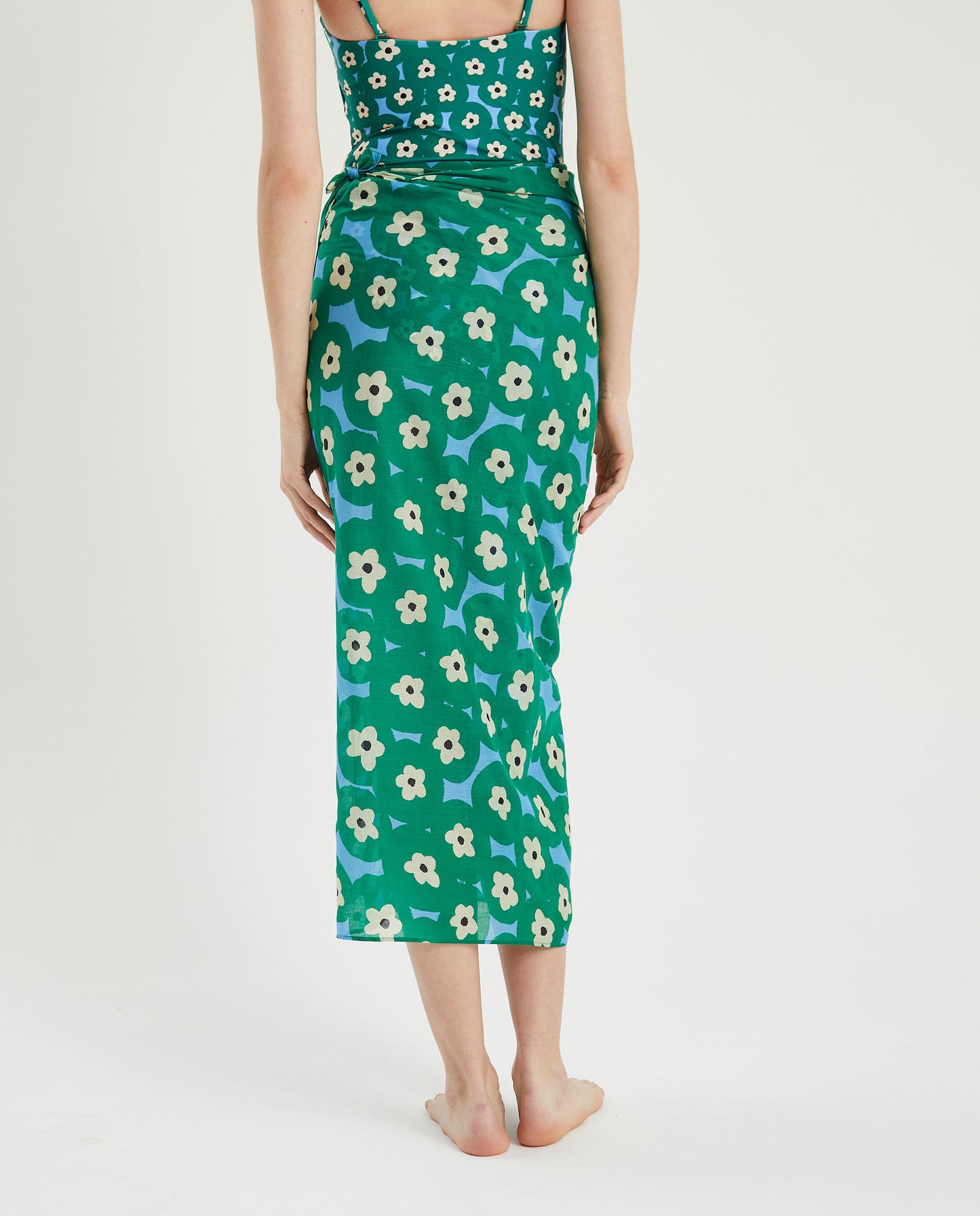 GREEN PRINT BOLD BEACH WRAP SKIRT