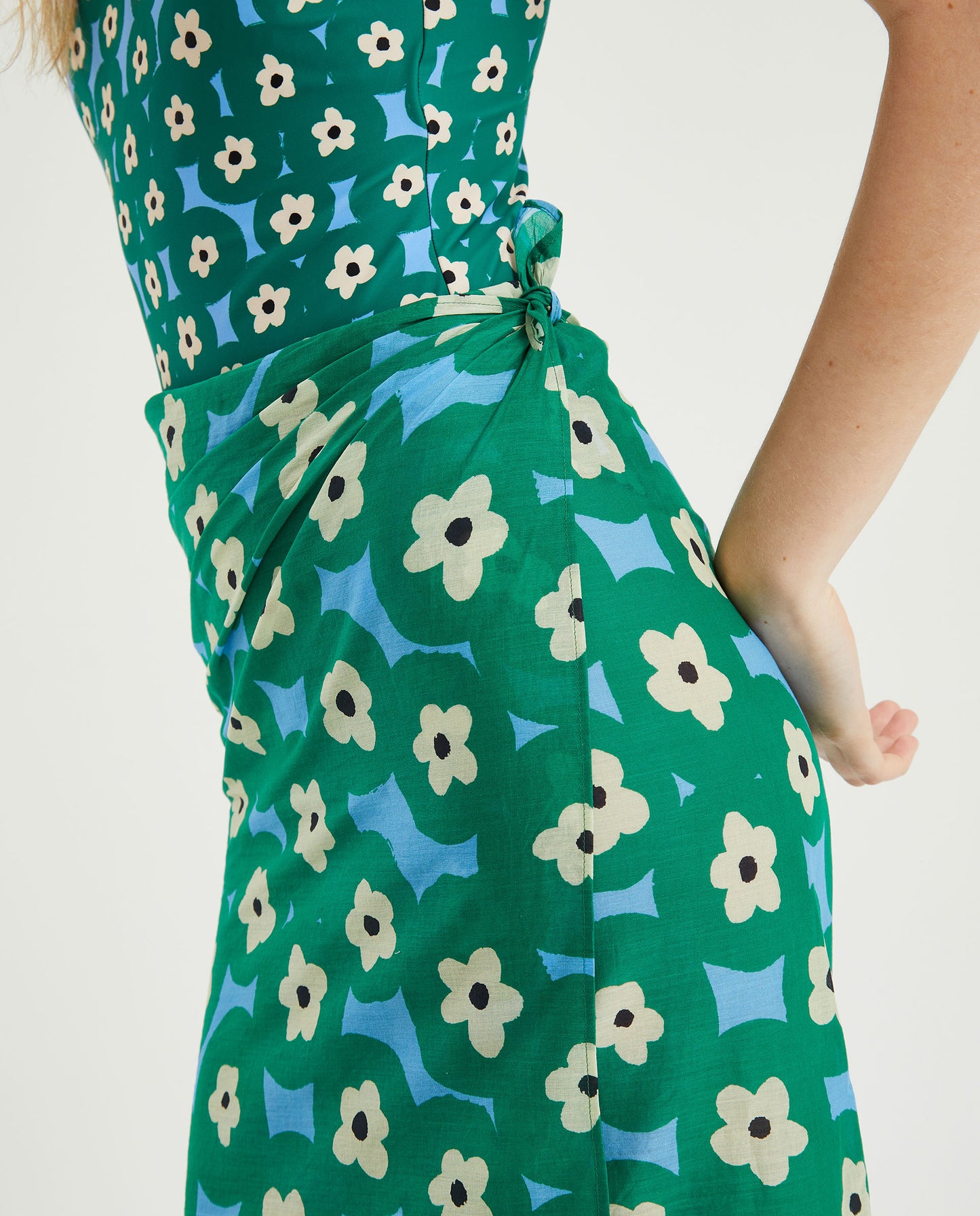 GREEN PRINT BOLD BEACH WRAP SKIRT