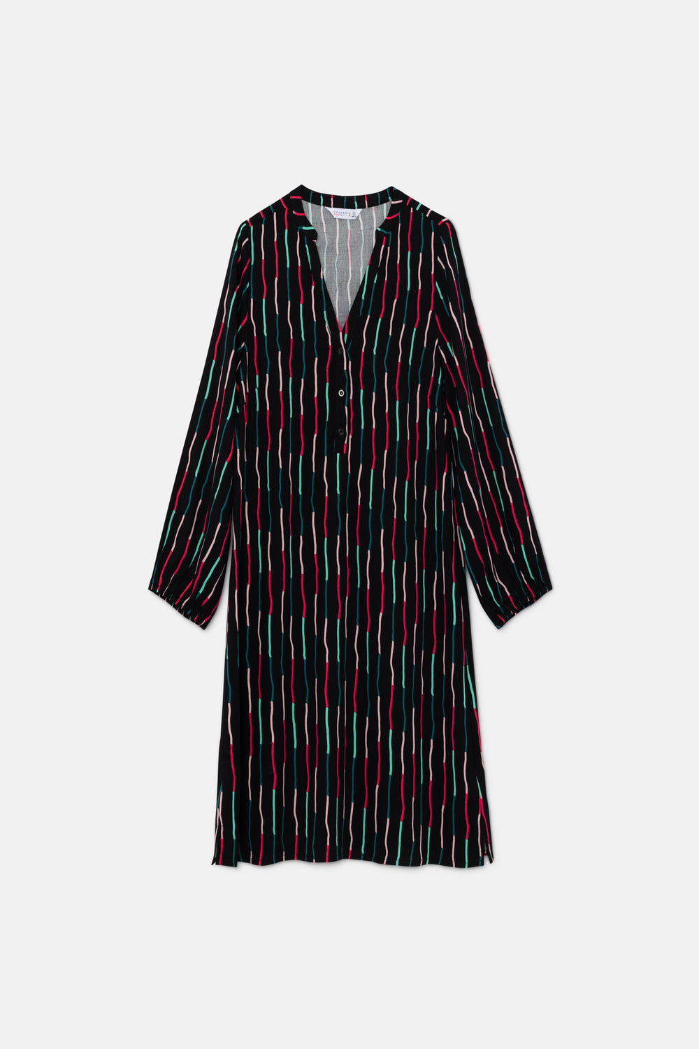 BLACK STRIPE PRINT MINI DRESS