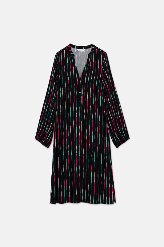 BLACK STRIPE PRINT MINI DRESS