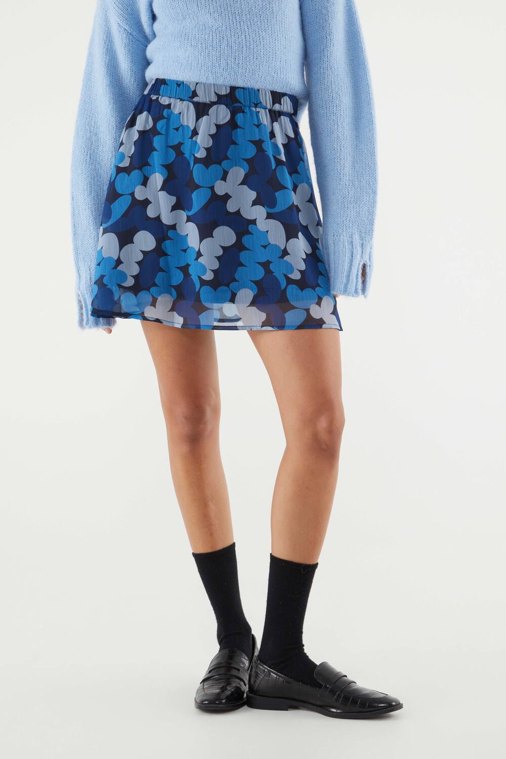 BLUE CHIFFON MINI SKIRT