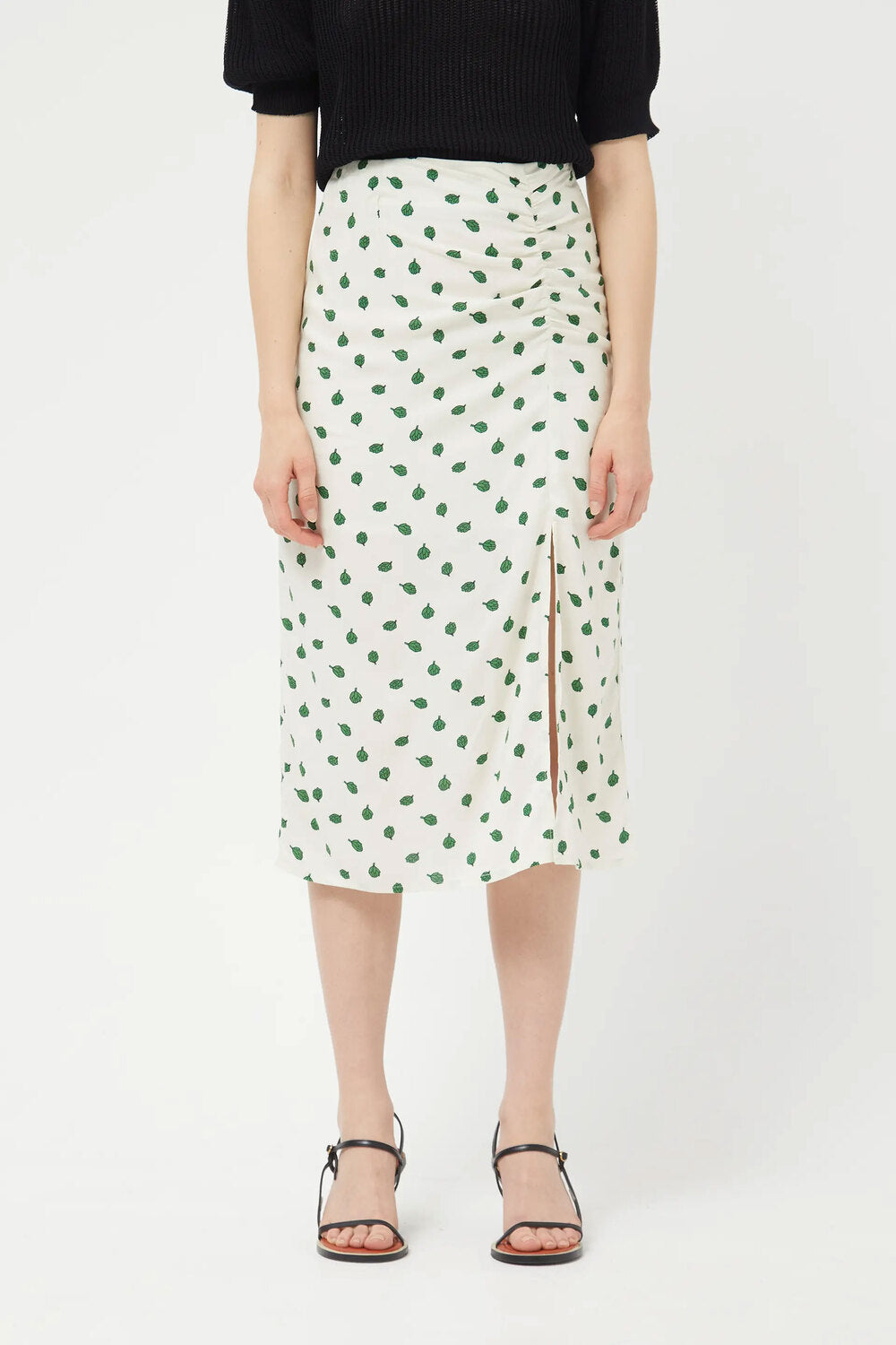 GREEN POLKA DOT MIDI SKIRT