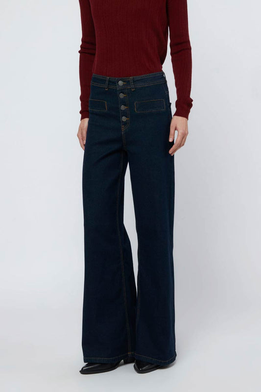 BUTTON DARK DENIM PANT