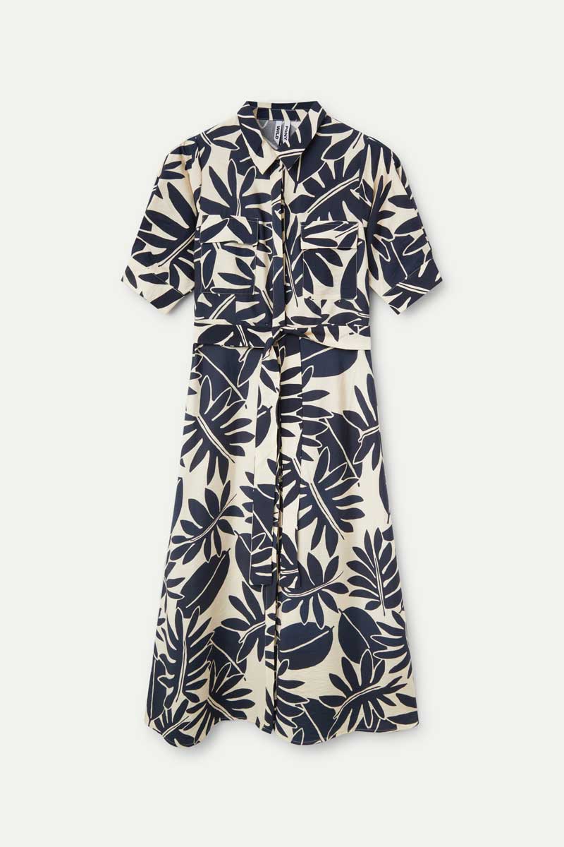 BLACK WHITE MIDI FLOWER DRESS