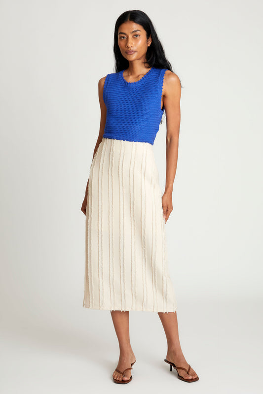 CREAM FLUFF MIDI SKIRT