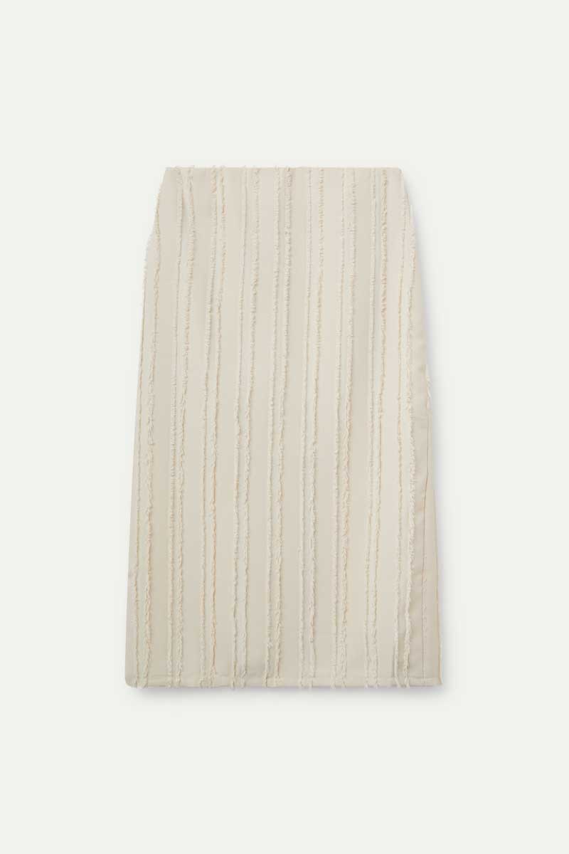 CREAM FLUFF MIDI SKIRT