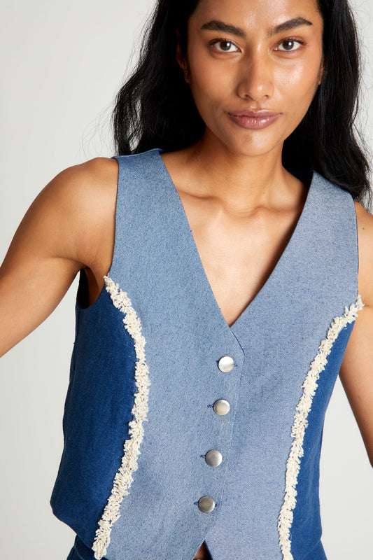 BLUE  DENIM DESIGN VEST