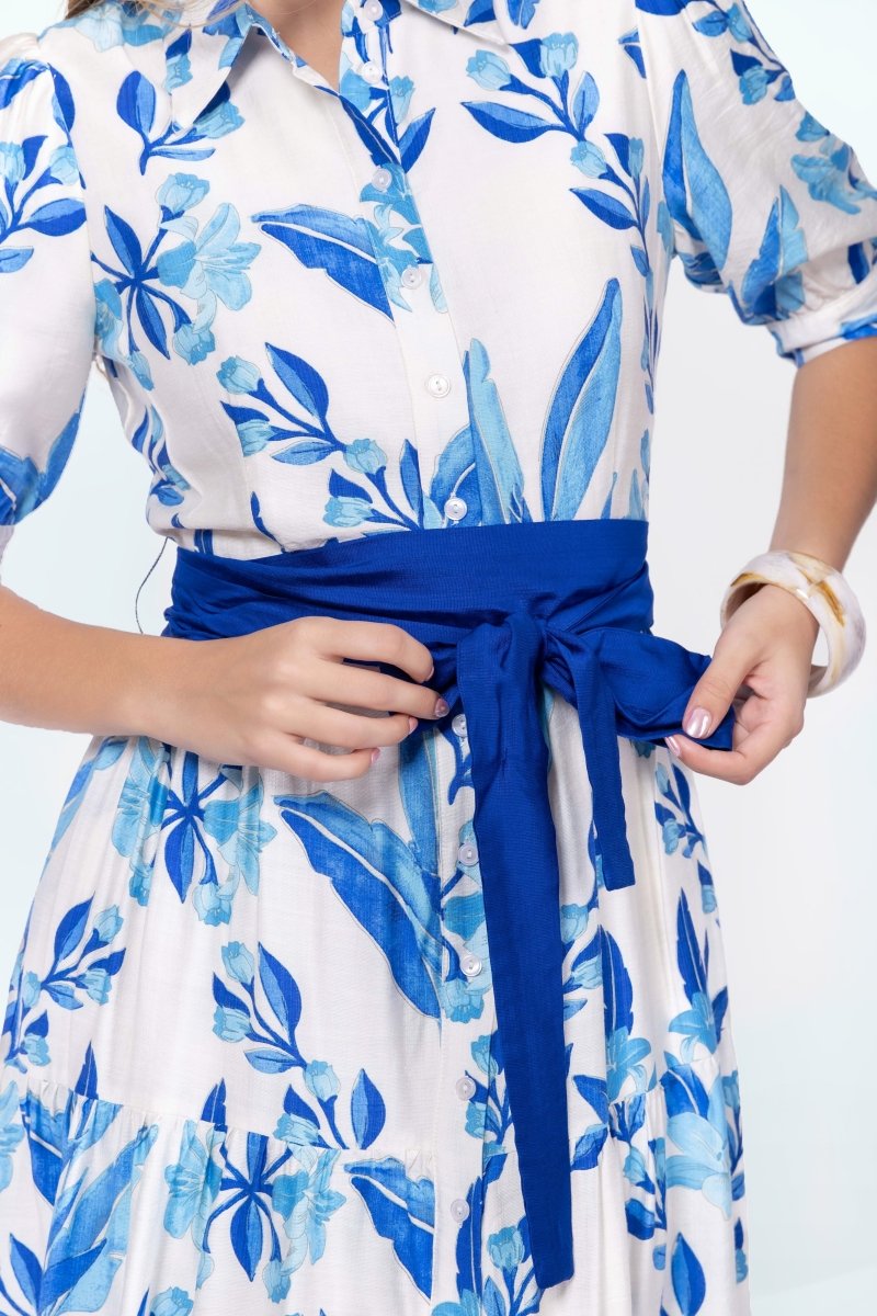 WHITE BLUE MARIE DRESS