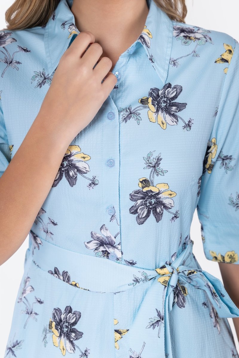ANIKA BLUE FLOWER DRESS