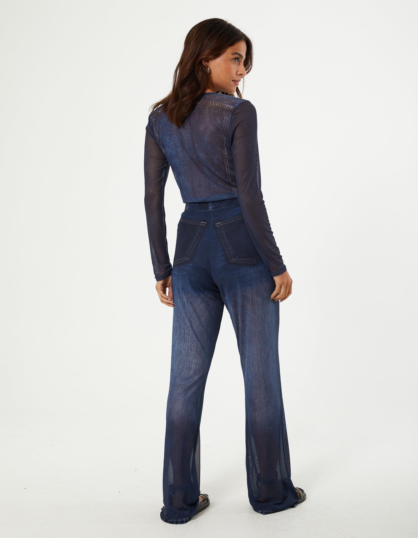 DENIM SHEER DESIGN PANTS