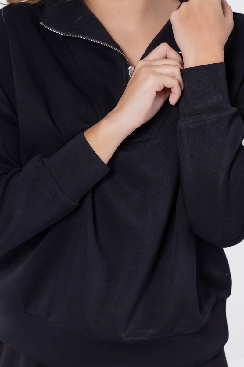 BLACK MINA HALF ZIP JACKET