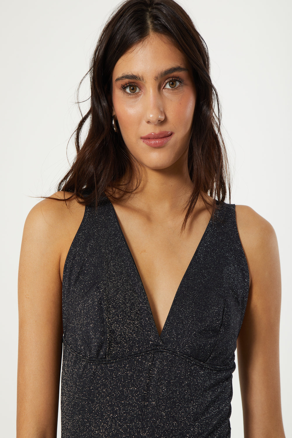 GRAY SPARKLING LOW-CUT BODYSUIT