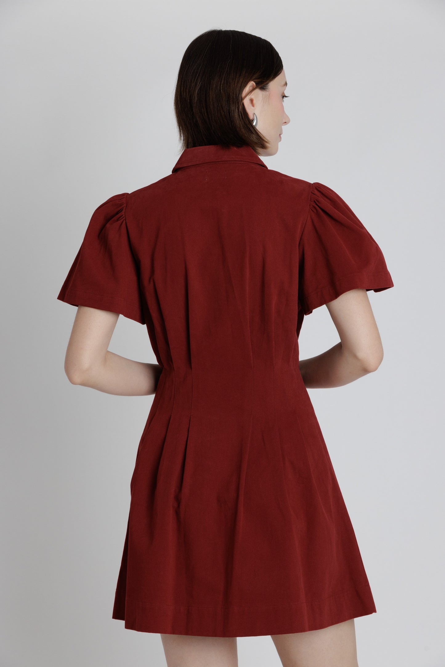 WINE TWILL UTILITY MINI DRESS