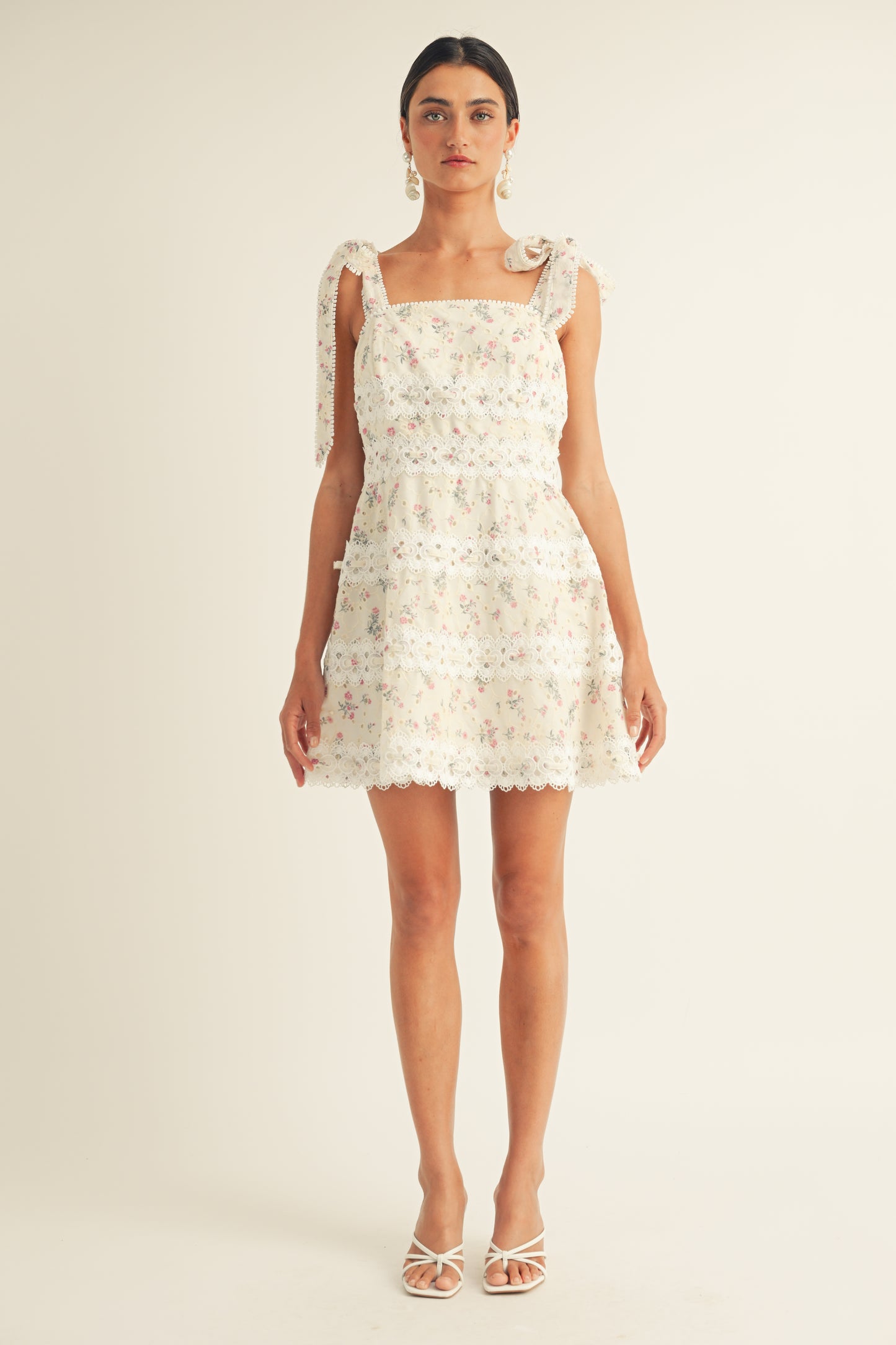 IVORY FLORAL MINI DRESS