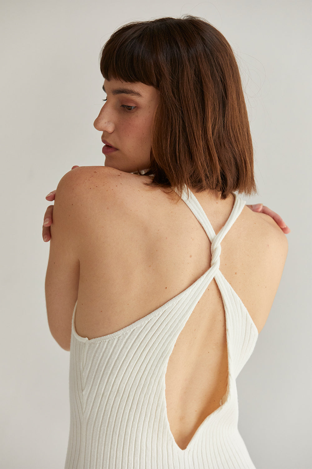 PEARL KNIT OPEN BACK MAXI DRESS