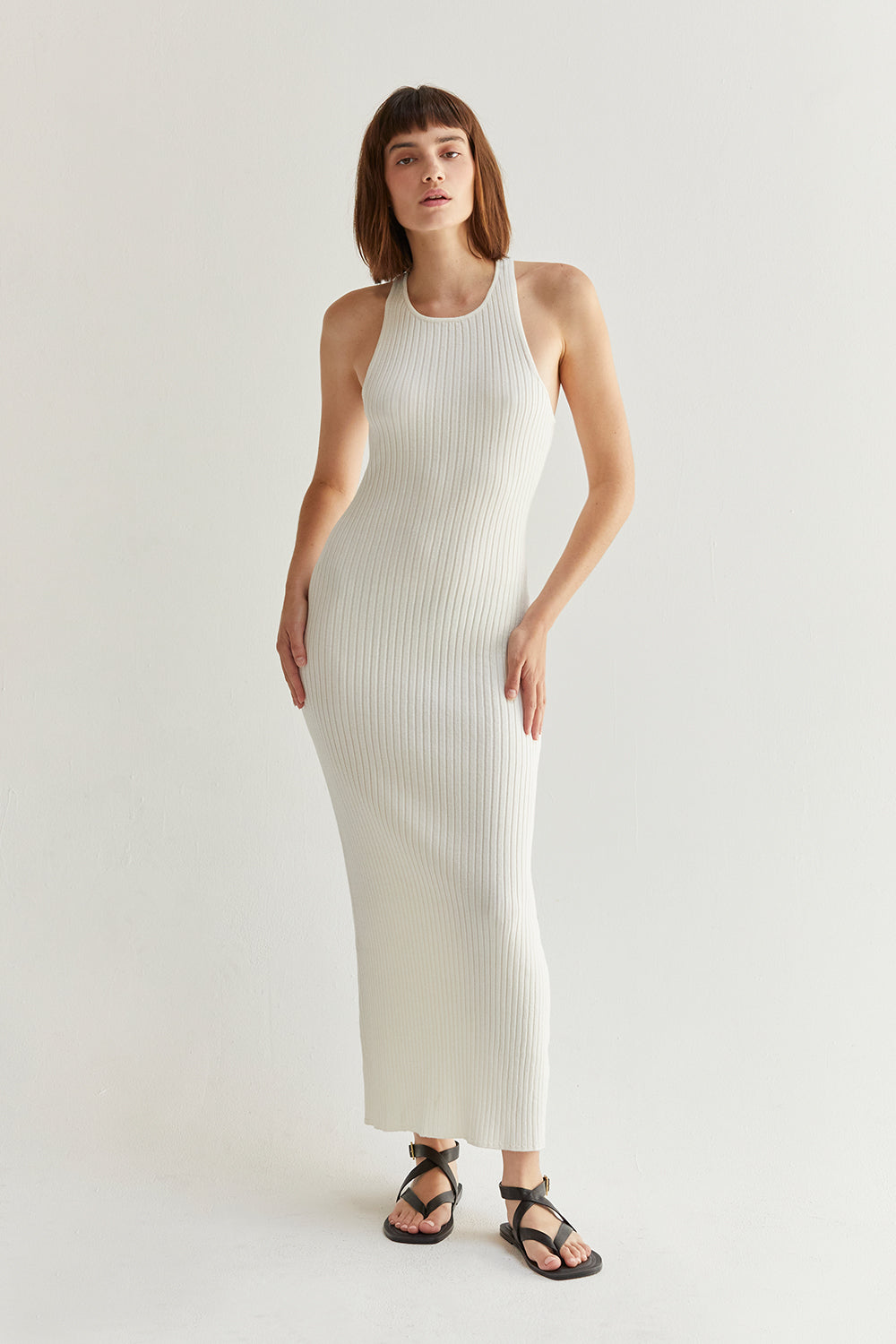 PEARL KNIT OPEN BACK MAXI DRESS