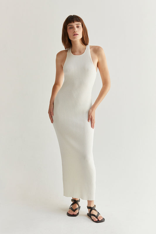 PEARL KNIT OPEN BACK MAXI DRESS