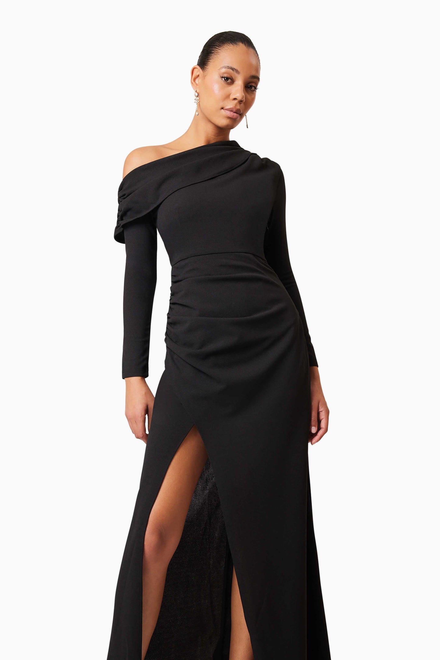 BLACK JAMIE ONE SHOULDER GOWN