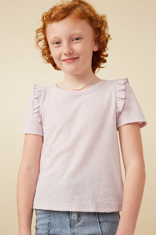 LAVENDER SHOULDER RUFFFLE TOP