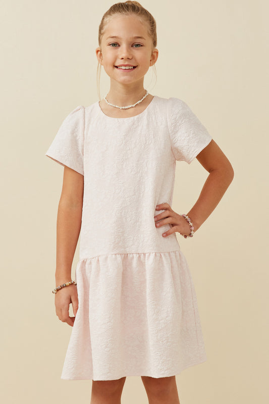 PINK TEXTURED SLEEVE DRESS