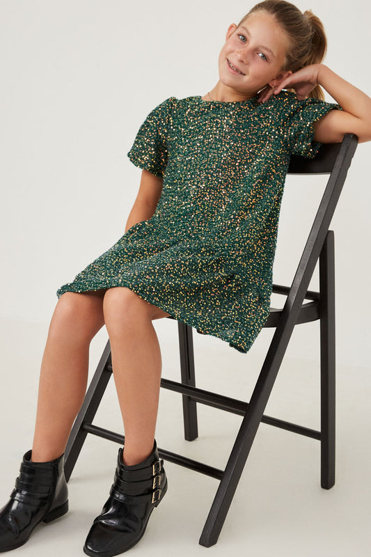 GREEN ASYMMETRIC SLEEVE DRESS