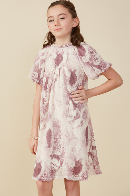 MAUVE PUFF SLEEVE DRESS
