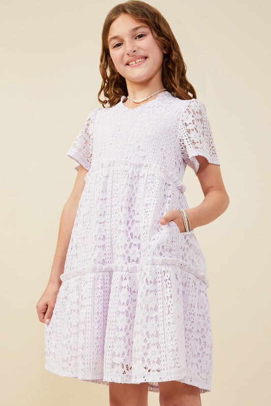 LAVENDER FLORAL LACE DRESS