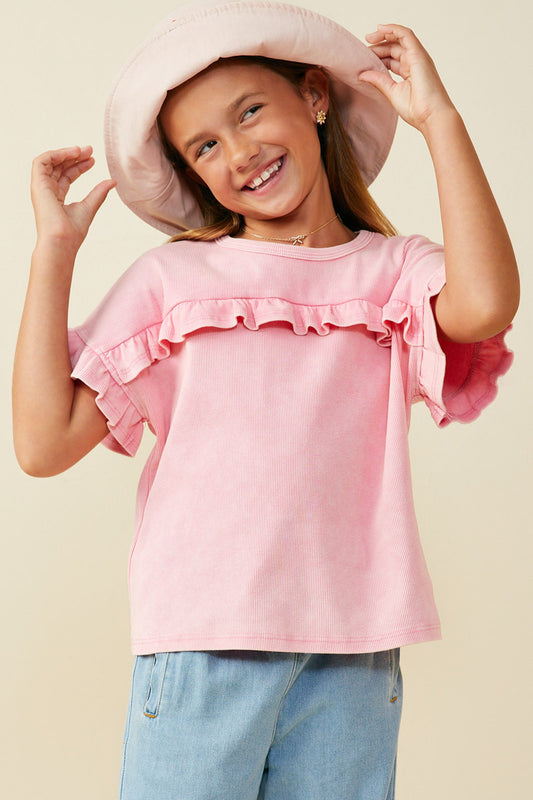 PINK RUFFLE TOP