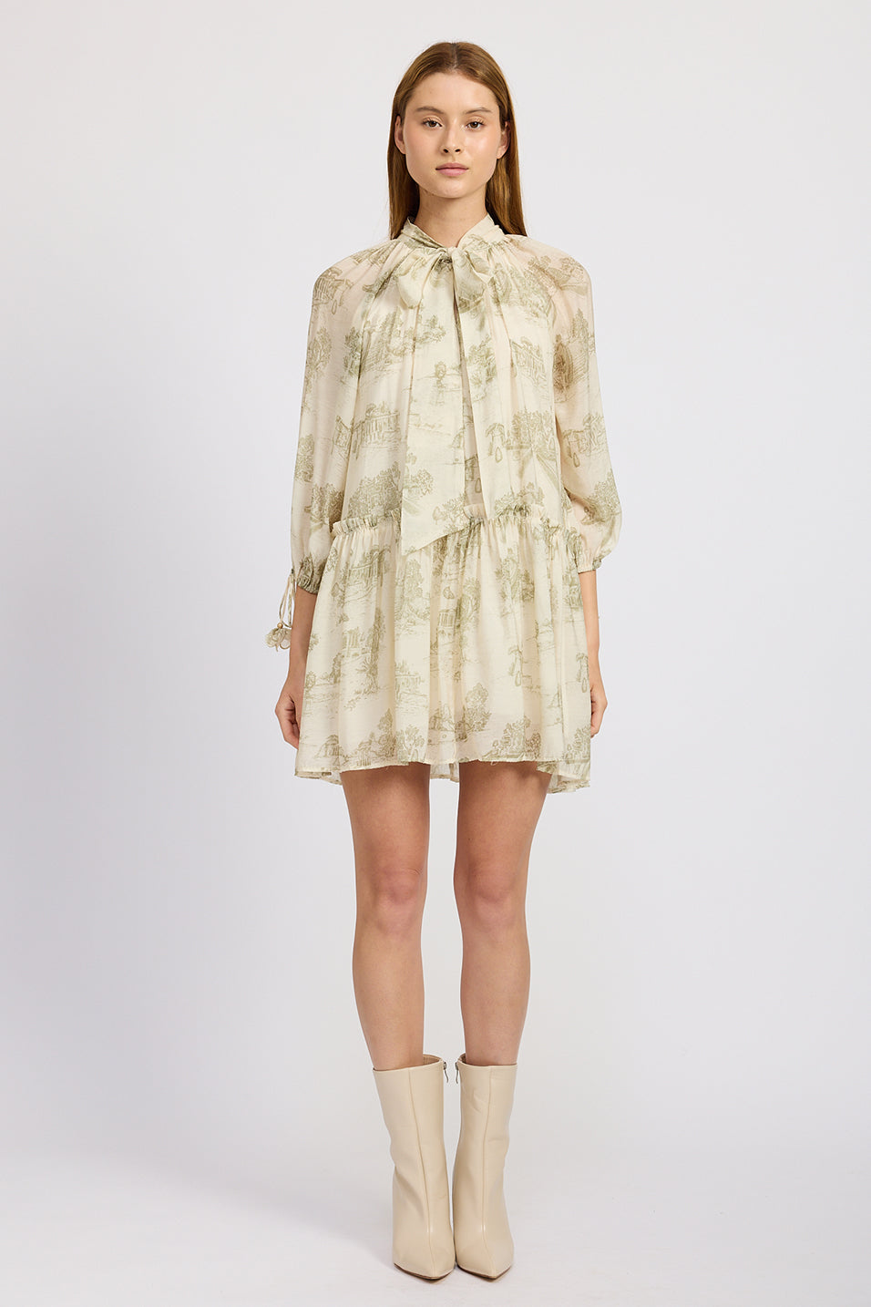 CREAM OLIVE OVERSIZED MINI DRESS