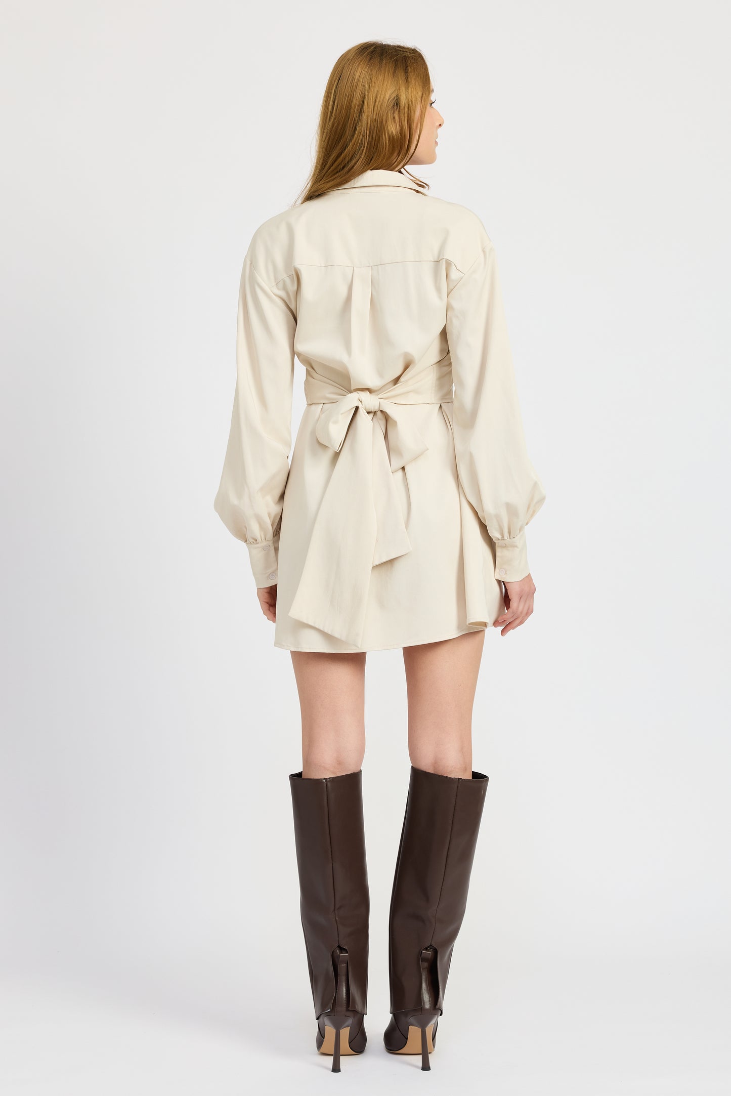 IVORY BUTTON MINI SHIRT DRESS