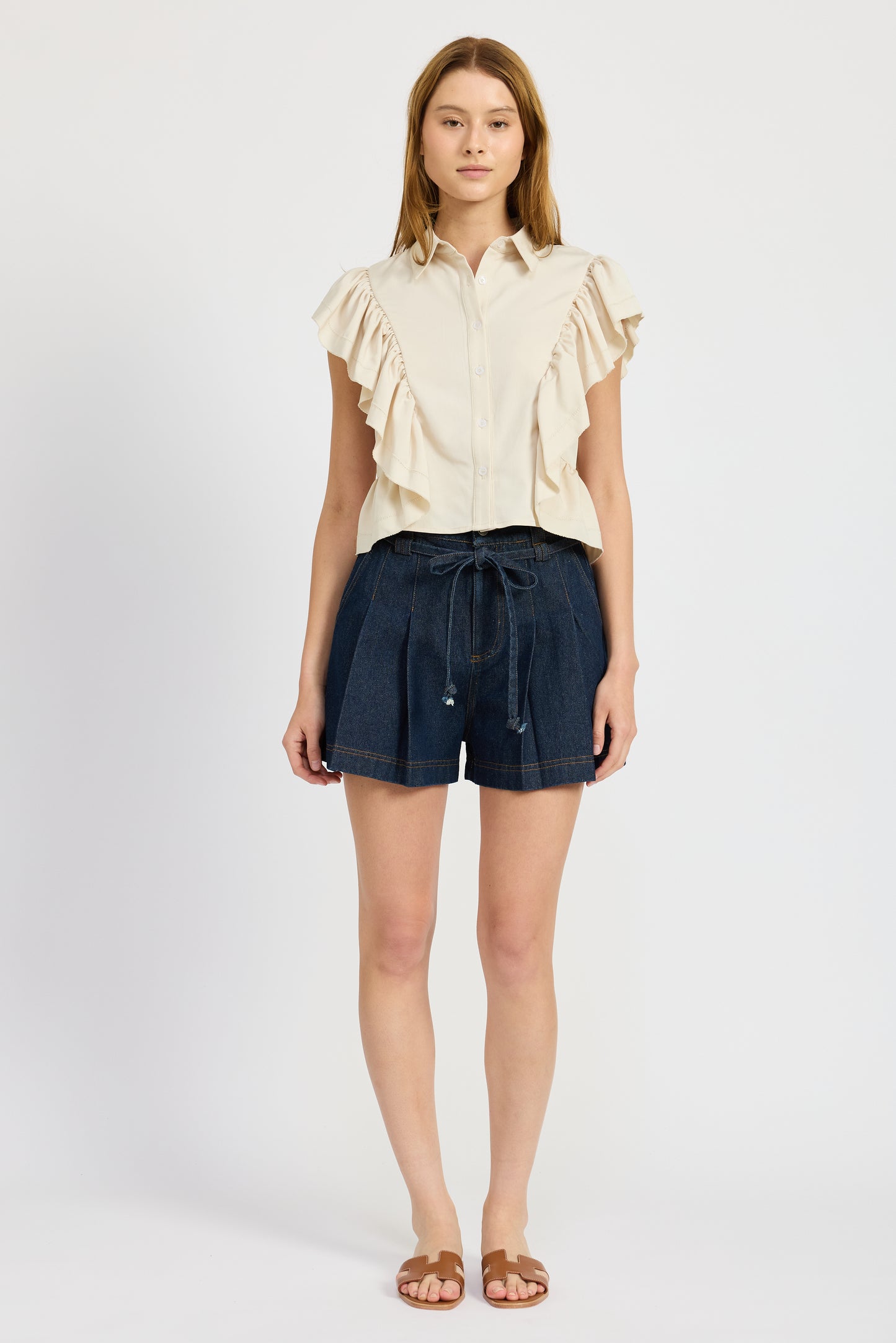 IVORY WATERFALL BUTTON TOP