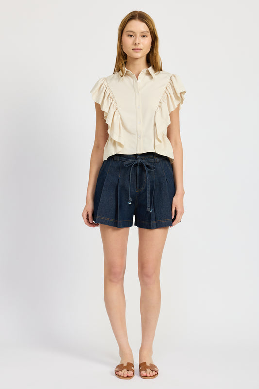 IVORY WATERFALL BUTTON TOP