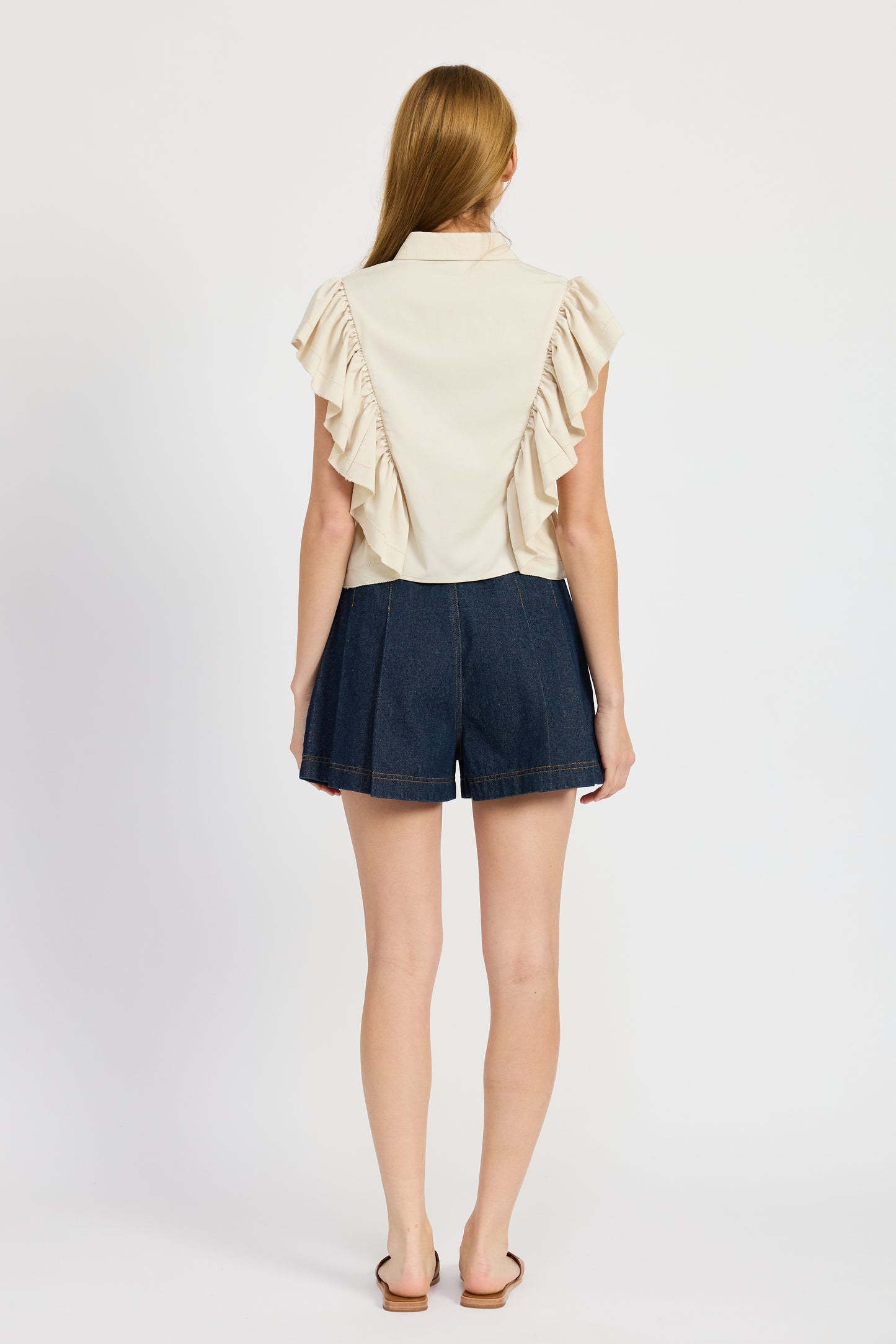 IVORY WATERFALL BUTTON TOP