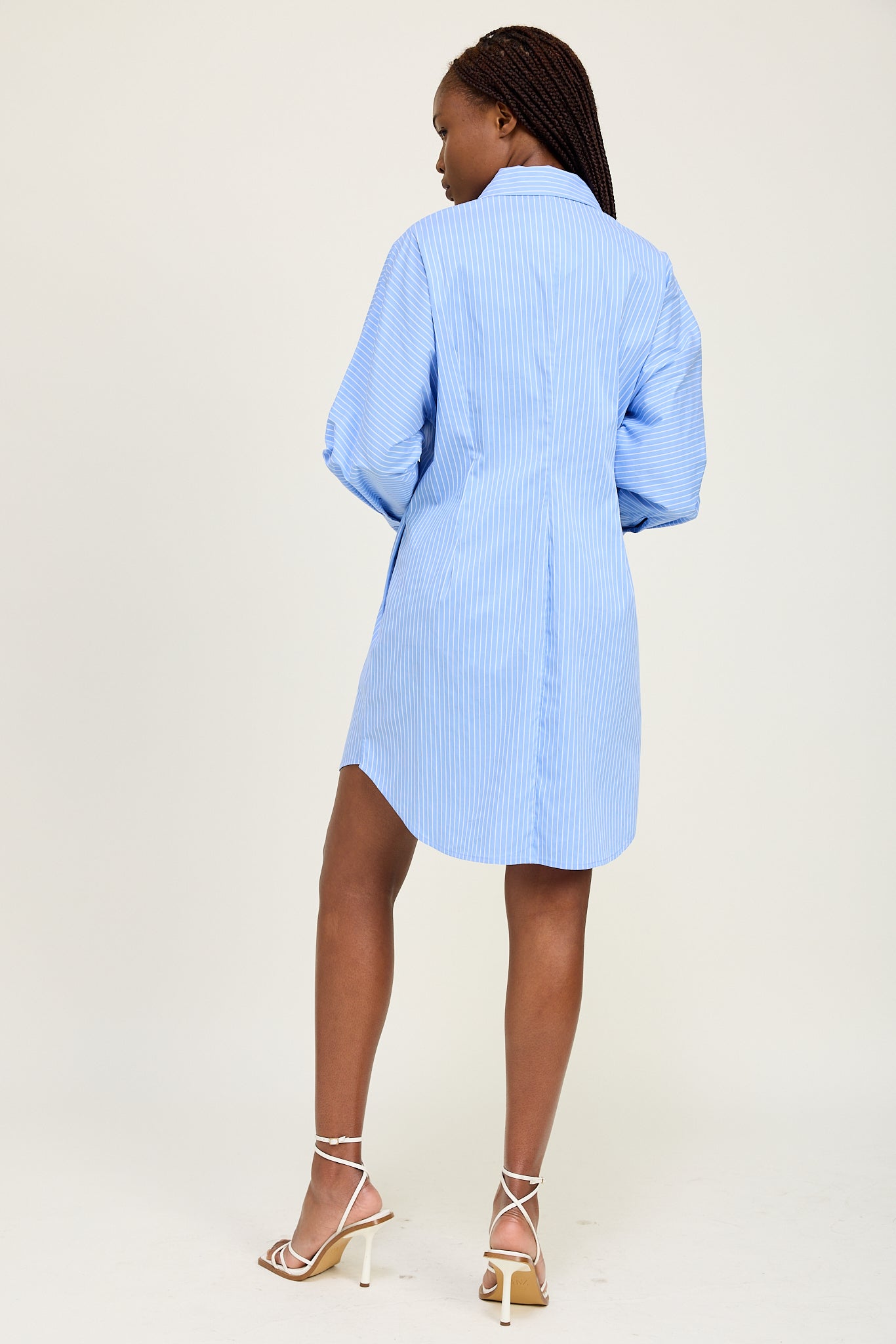 BLUE STRIPE SHIRT MIDI DRESS