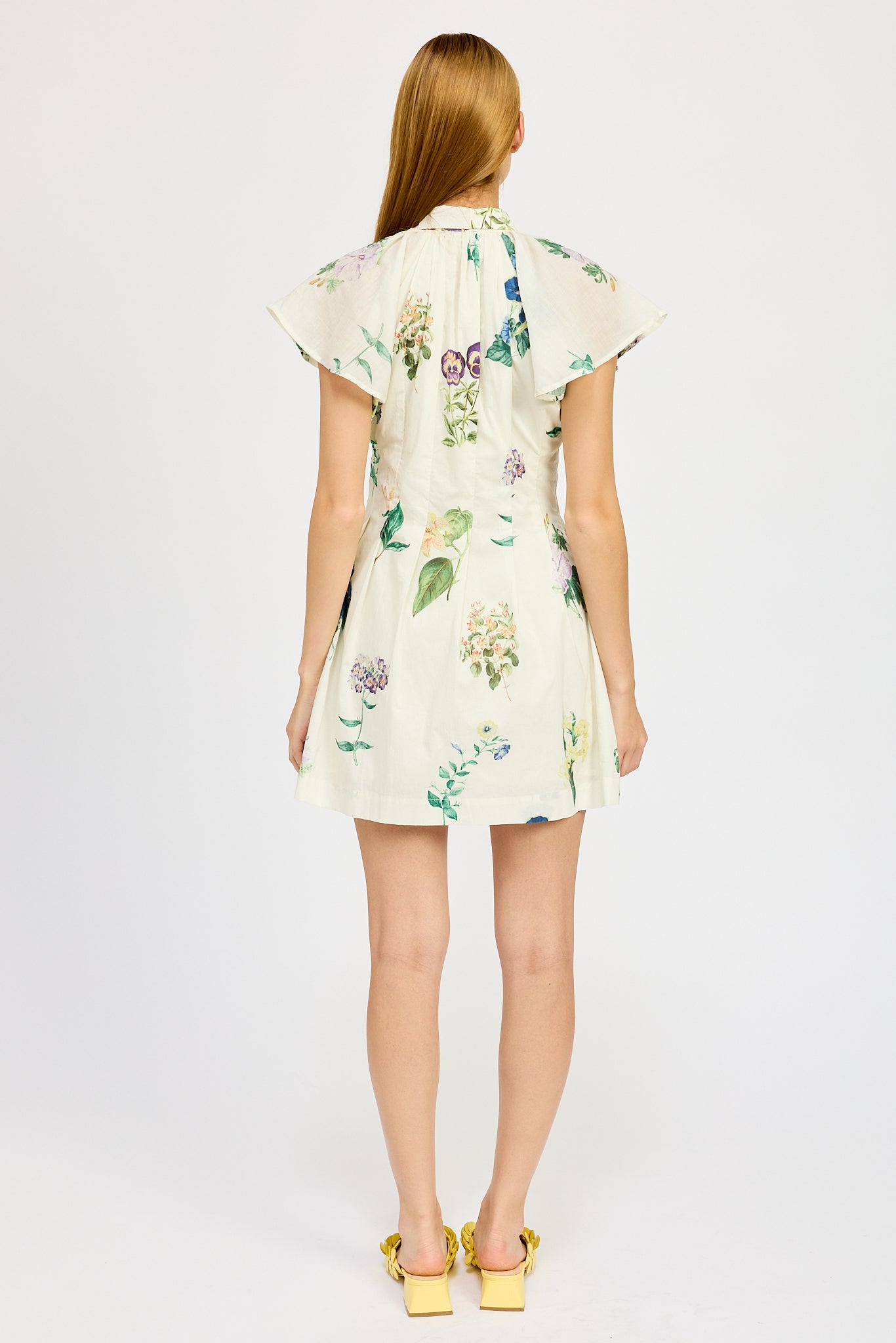 IVORY MULTI MINI SHIRT DRESS