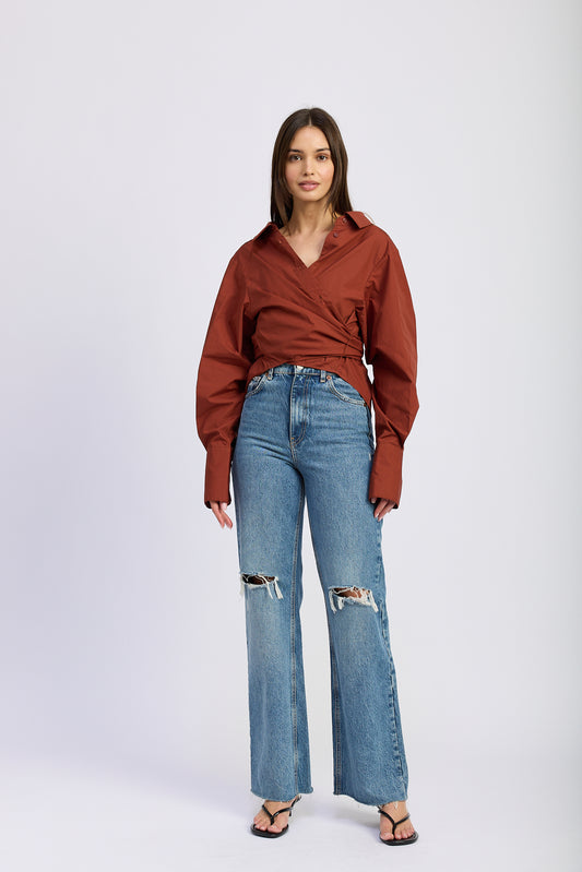 BRICK OVERSIZED WRAP SHIRT