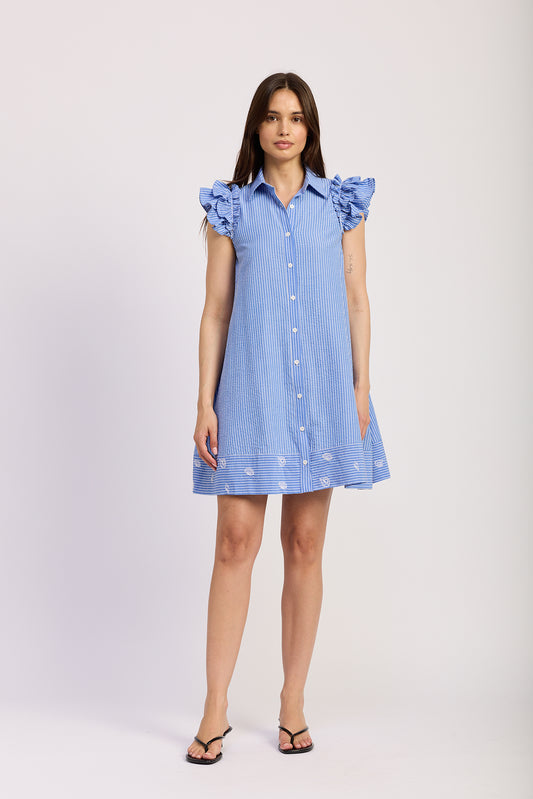 BLUE WHITE DRESS EMBROIDERY