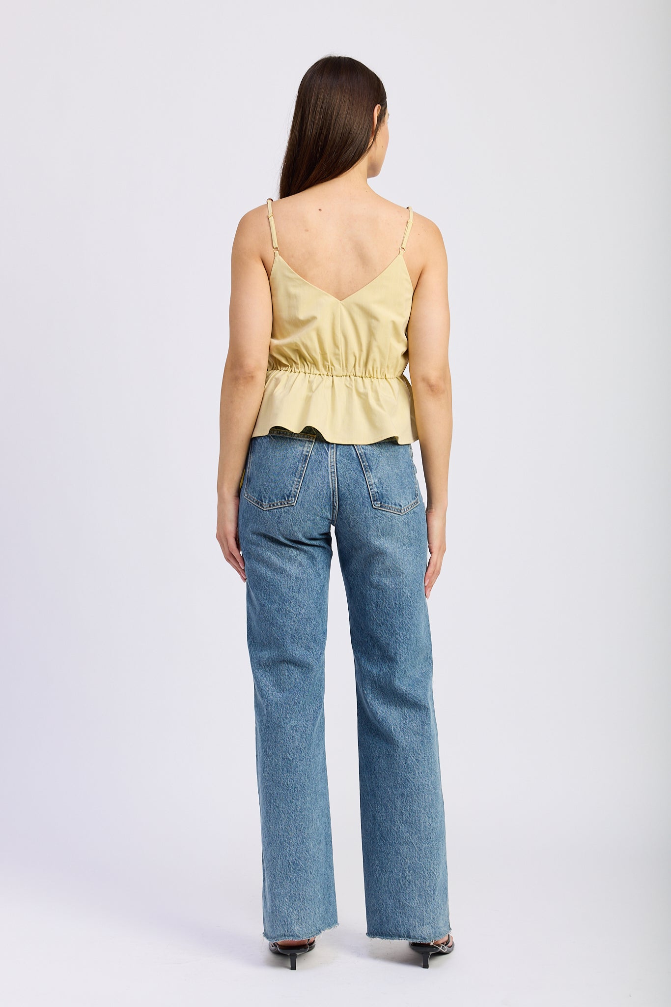 YELLOW FLAX WRAP SURPLICE TOP