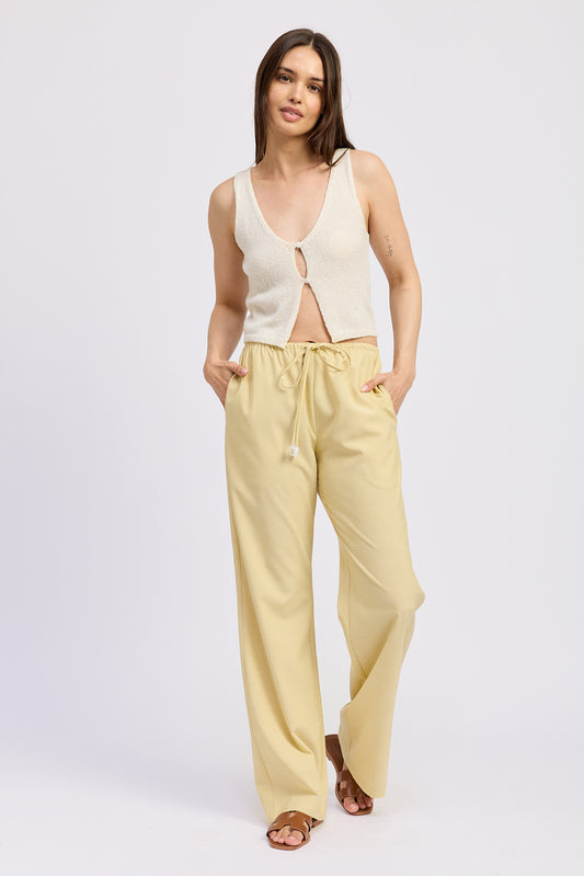 YELLOW FLAX DRAWSTRING LOUNGE PANT