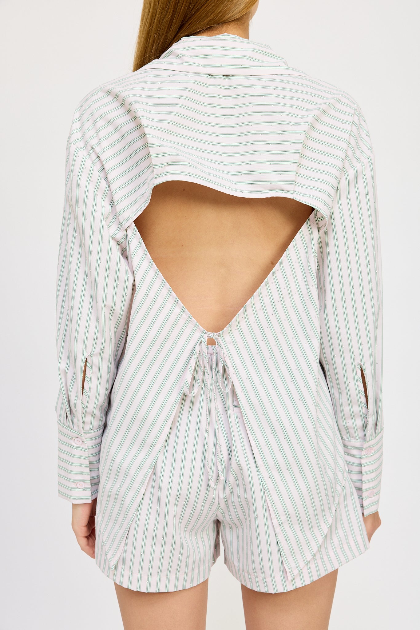 PINK GREEN BACK TRIM TOP