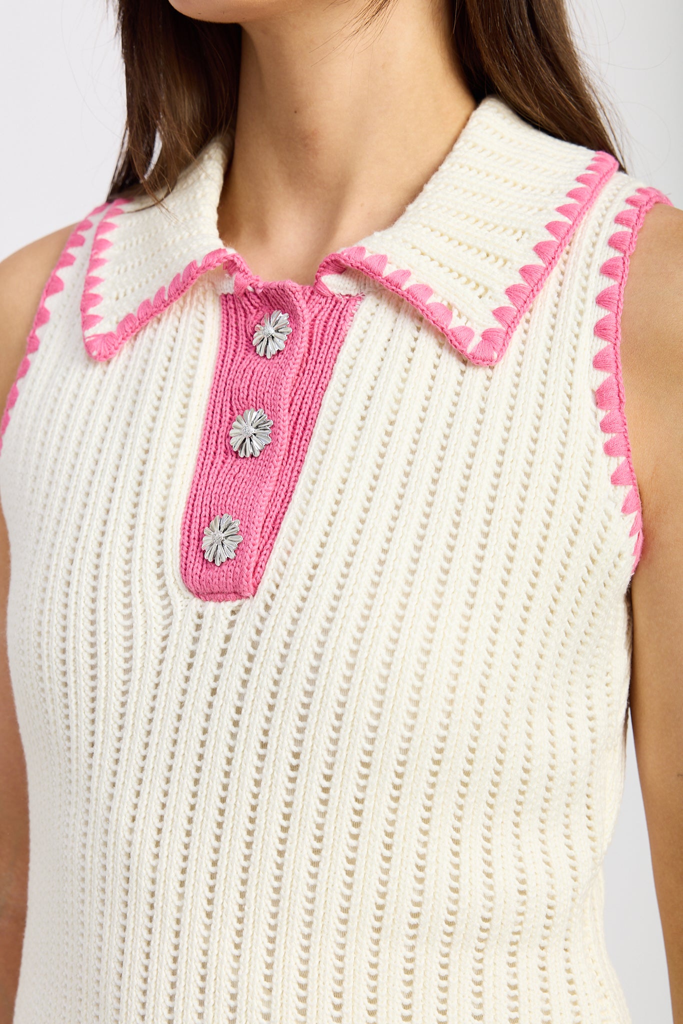 WHITE PINK REBECCA STITCH MINI DRESS