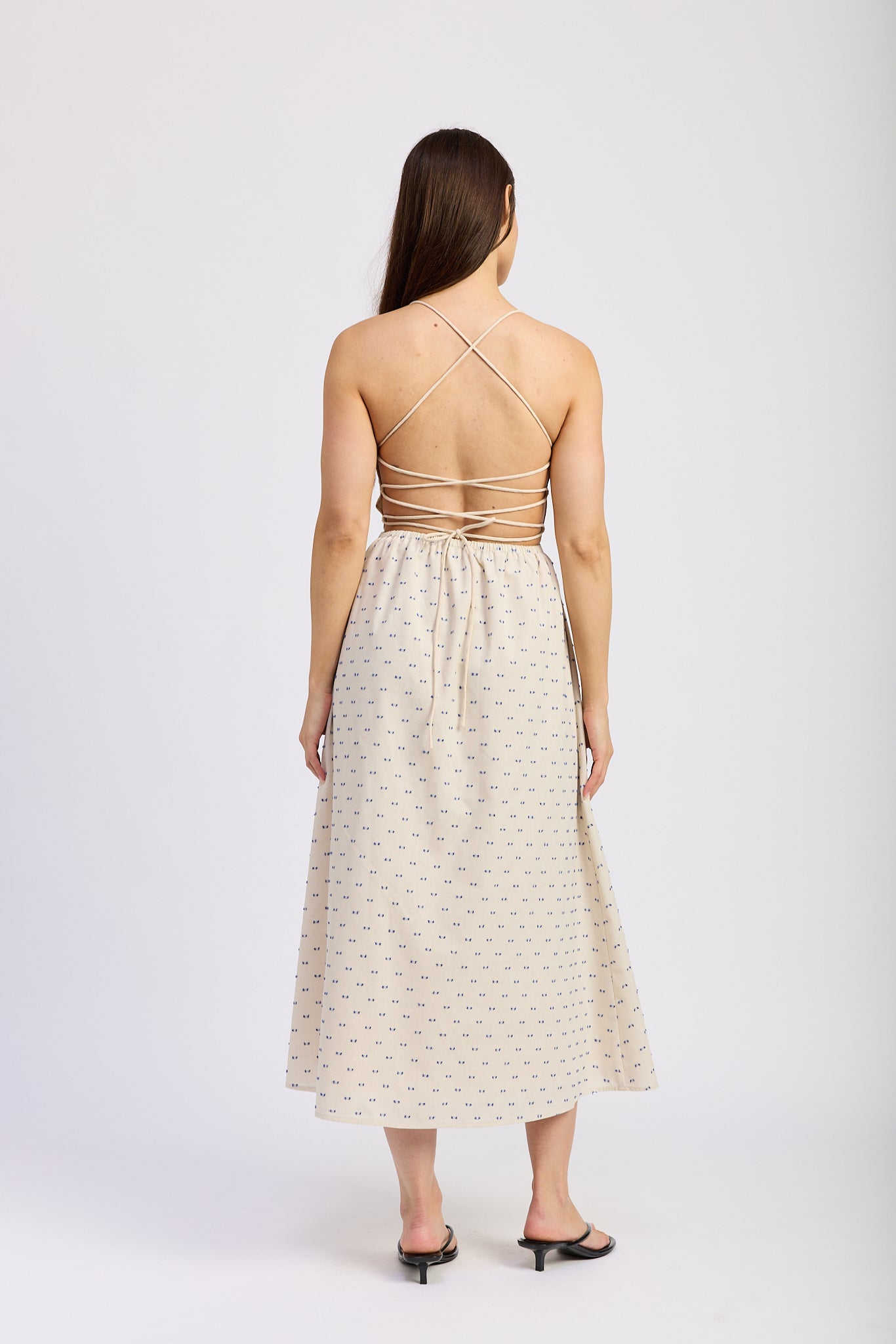 NATURAL COBALT BACK MAXI DRESS