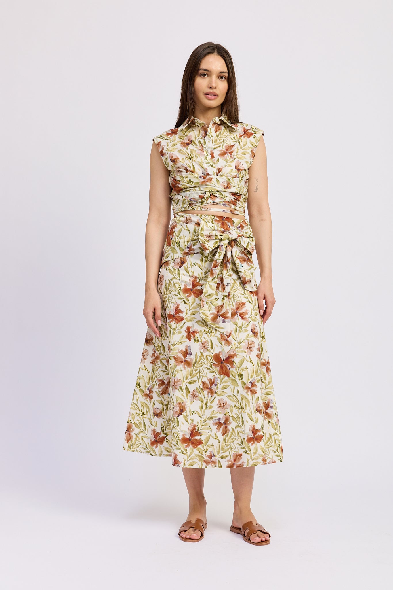 TERRACOTTA FRONT MIDI SKIRT