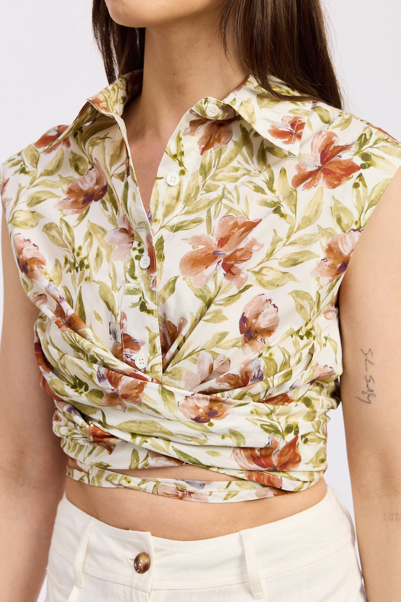 TERRACOTTA SLEEVELESS SHIRT
