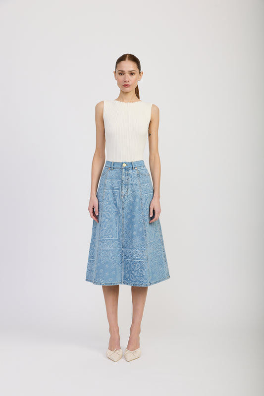 LIGHT DENIM TARAK MIDI SKIRT