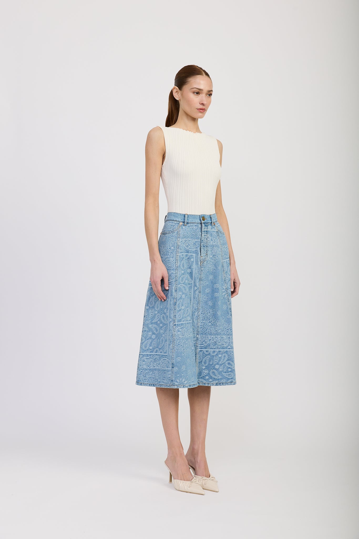 LIGHT DENIM TARAK MIDI SKIRT
