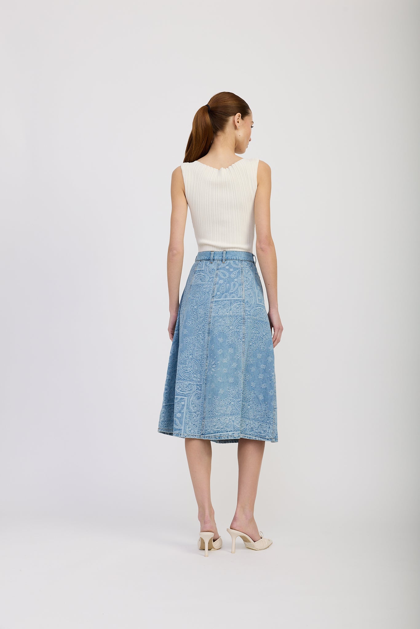 LIGHT DENIM TARAK MIDI SKIRT